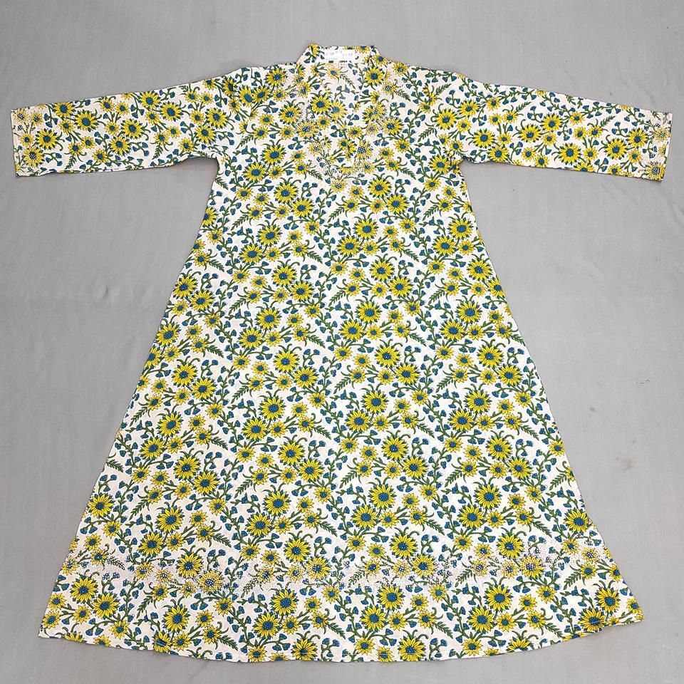 6-7 Year Teena Printed Cotton Girls Dress 38&#39;&#39; Long Jalabiya