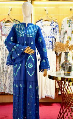 L/XL Lavender Blue Long Jalabiya Arabic Dress 57&quot;