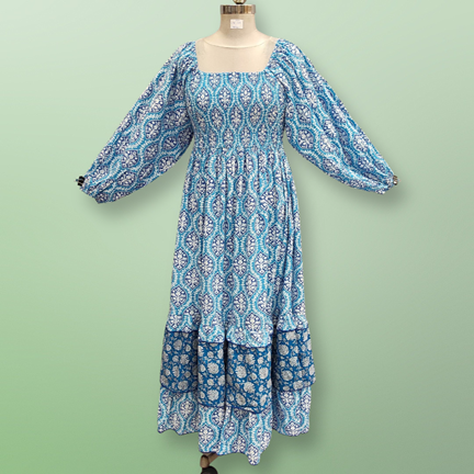 L/XL Neha Printed Cotton Dress 57&quot; Long Jalabiya