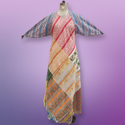 S/M Sakina Multi Printed Cotton Dress 57&quot; Long Jalabiya