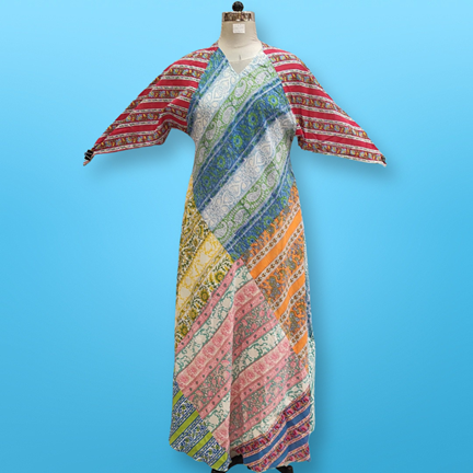 S/M Sakina Multi Printed Cotton Dress 56&quot; Long Jalabiya