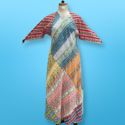 S/M Sakina Multi Printed Cotton Dress 56&quot; Long Jalabiya