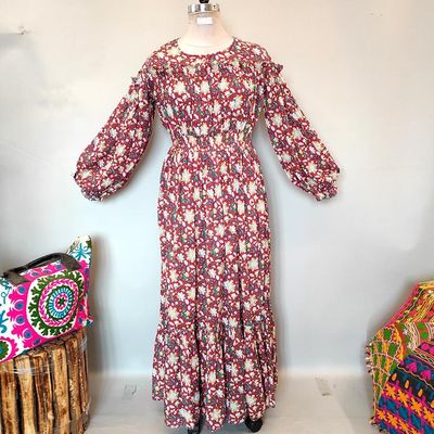 2XL/3XL Lutf Printed Cotton Dress 57&quot; Long Jalabiya