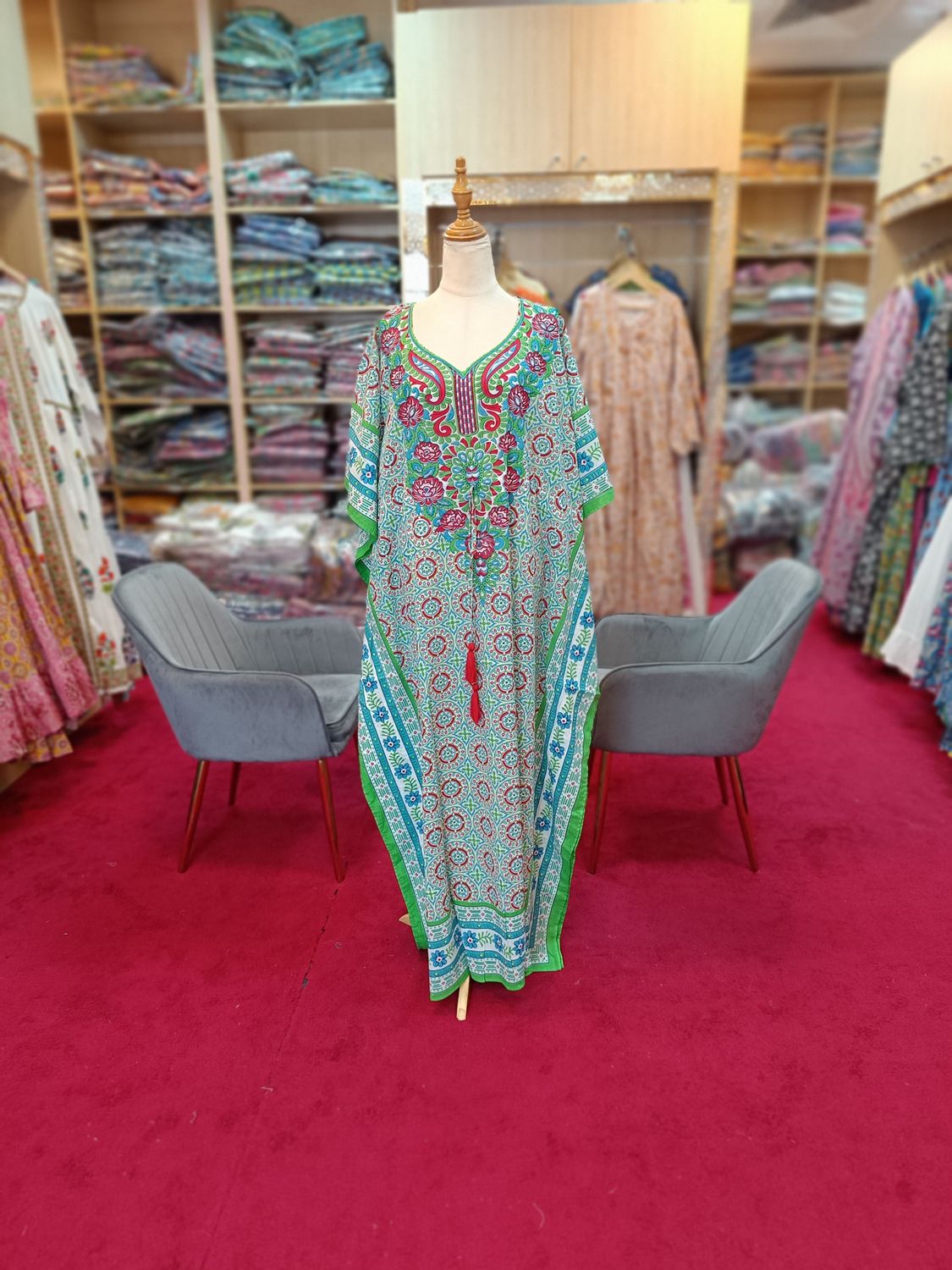 Free Size Cotton Farasha Kaftan 57&quot; Long Jalabiya