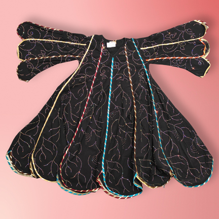 2-3 Year Meher Crystal Black Cotton Girls Dress 30&quot; Long Jalabiya