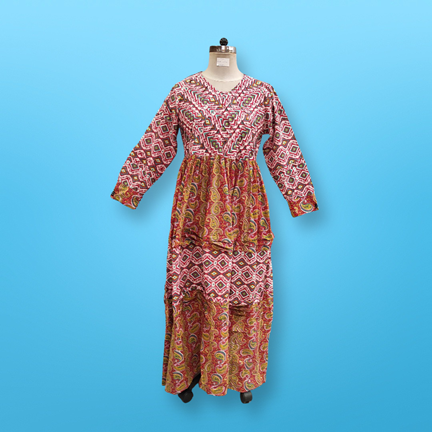 L/XL Dana Printed Cotton Dress 57&quot; Long Jalabiya