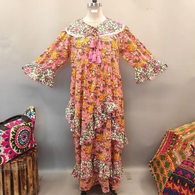 2XL/3XL Mirha Printed Cotton Dress 58&quot; Long Jalabiya
