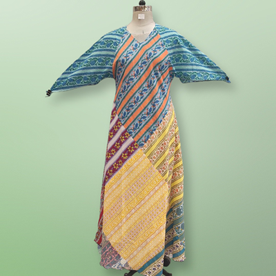 S/M Sakina Multi Printed Cotton Dress 57&quot; Long Jalabiya