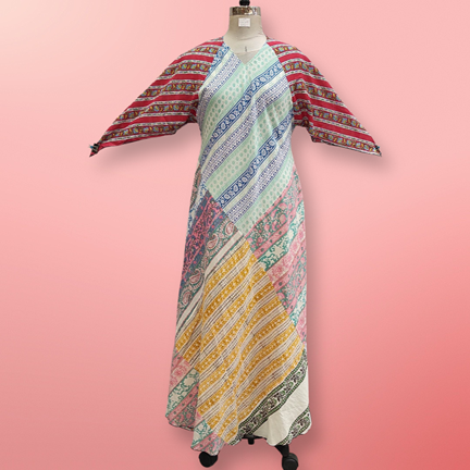 S/M Sakina Multi Printed Cotton Dress 57&quot; Long Jalabiya