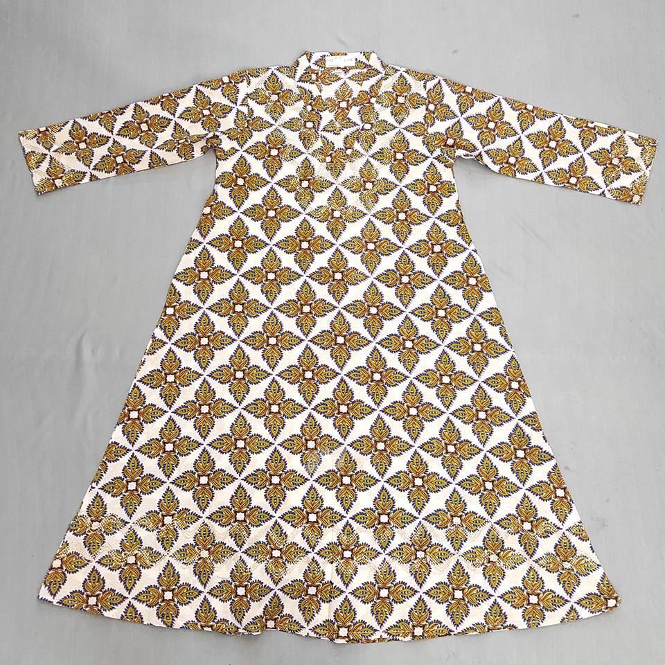 6-7 Year Teena Printed Cotton Girls Dress 38&#39;&#39; Long Jalabiya
