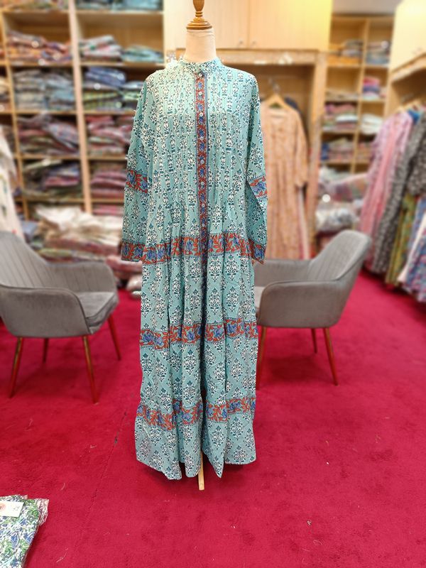 L/XL Jada Printed Cotton Dress 57&quot; Long Jalabiya