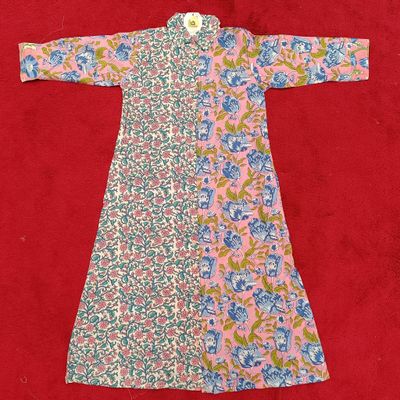 8-9 Year Singapore Pink Printed Cotton Girls Dress 41&quot; Long Jalabiya