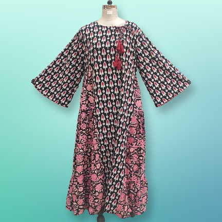 2XL/3XL Cindrella Printed Cotton Dress 57&quot; Long Jalabiya