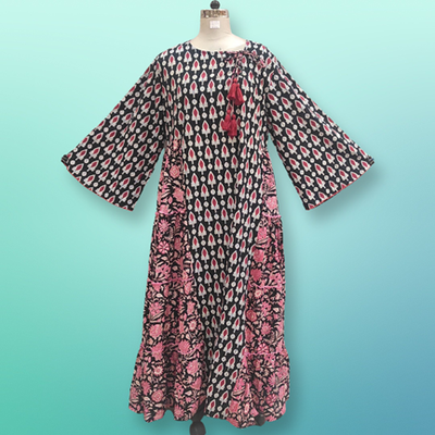 2XL/3XL Cindrella Printed Cotton Dress 57&quot; Long Jalabiya