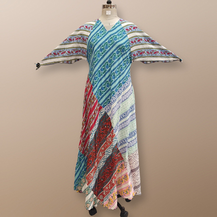S/M Sakina Multi Printed Cotton Dress 56&quot; Long Jalabiya