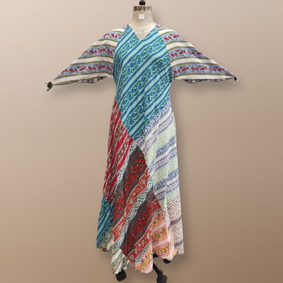 S/M Sakina Multi Printed Cotton Dress 56&quot; Long Jalabiya