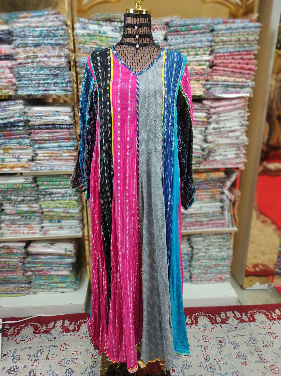 XS/S Meher Multi Printed Cotton Dress 55&quot; Long Jalabiya