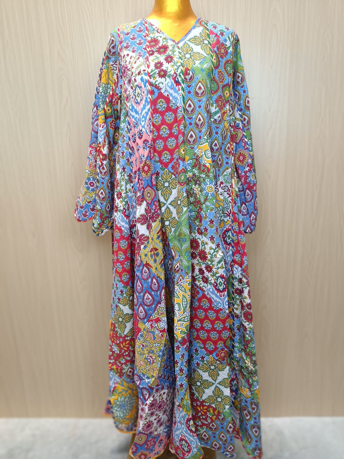 X/XS  Meher Multi Printed Cotton Dress 57&quot; Long Jalabiya