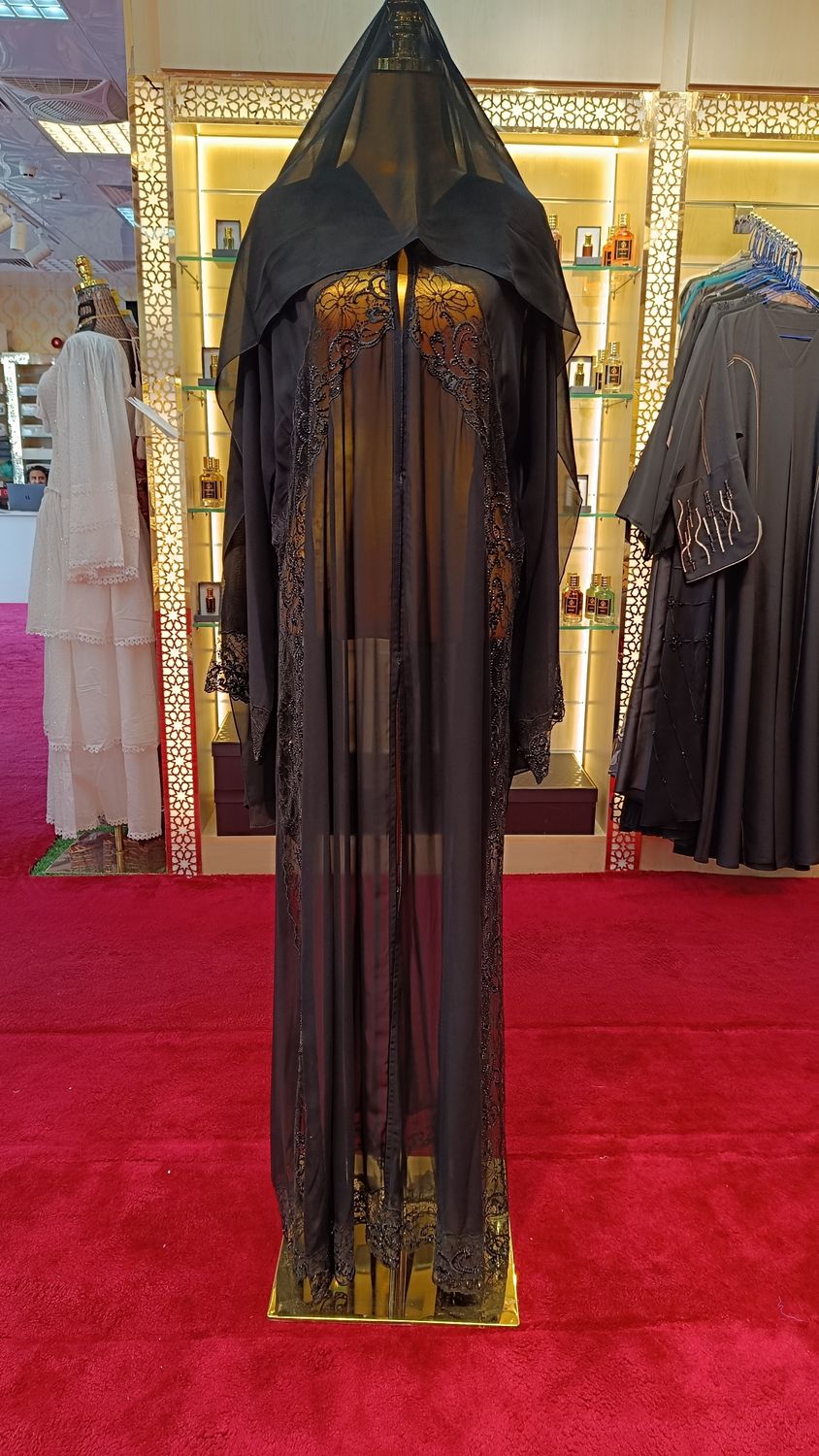 M Black Abaya Crystal length 56&quot;inch