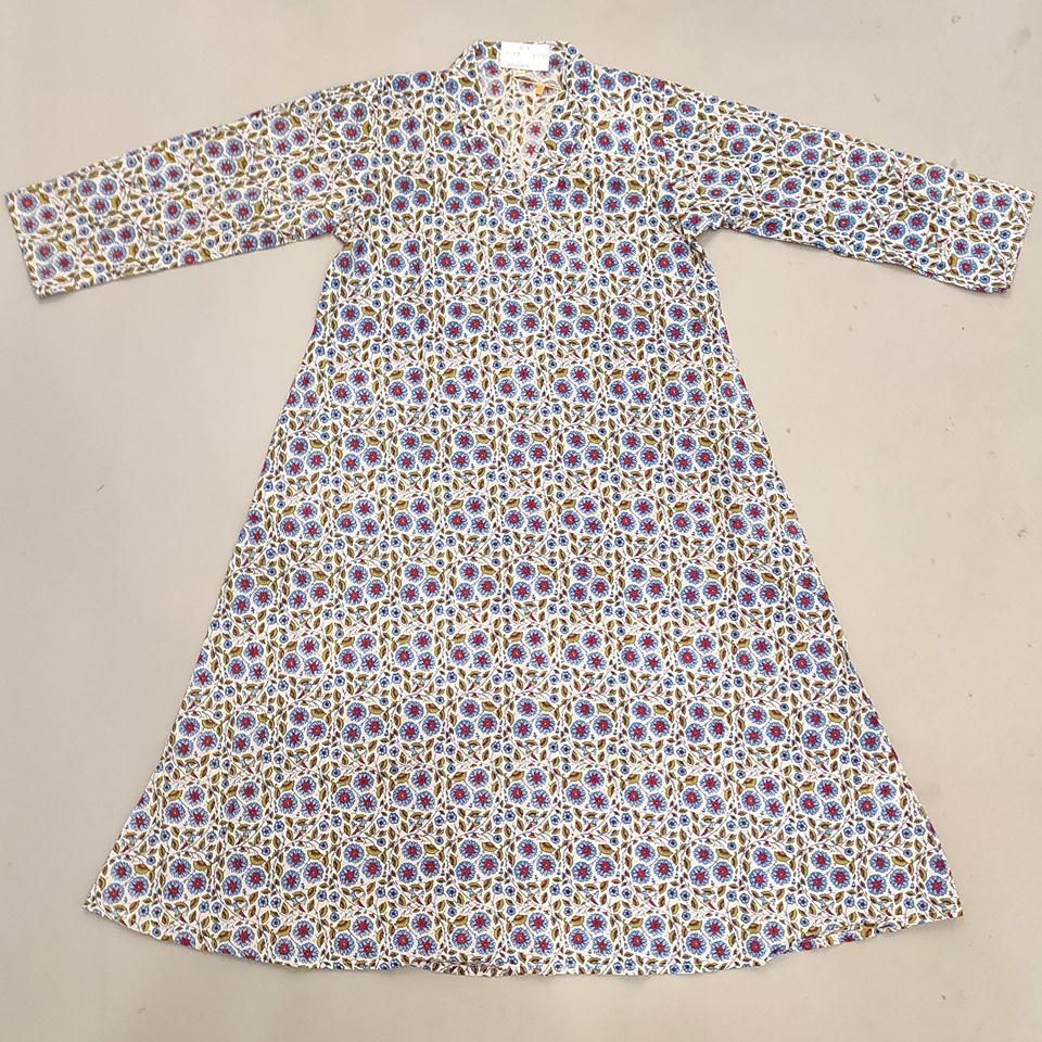 6-7 Year Teena Printed Cotton Girls Dress 38&#39;&#39; Long Jalabiya