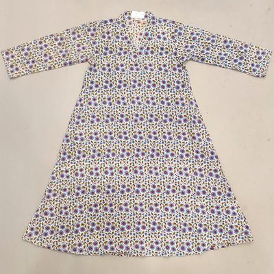 6-7 Year Teena Printed Cotton Girls Dress 38&#39;&#39; Long Jalabiya
