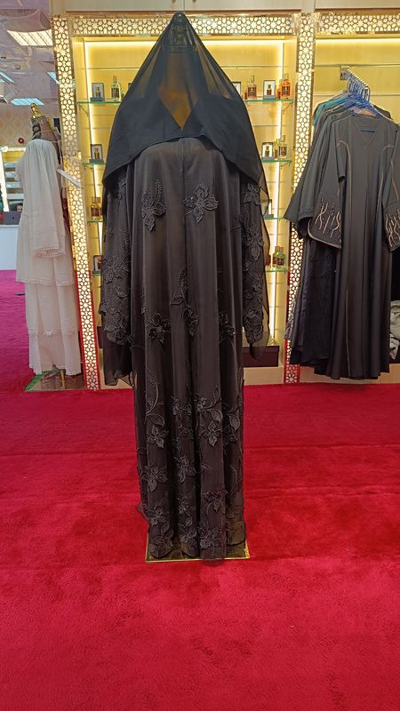   M Black Abaya Crystal length 56&quot;inch