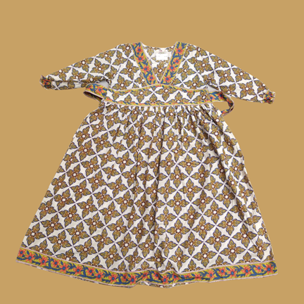 8-9 Year Haima Printed Cotton Girls Dress 42&quot; Long Jalabiya