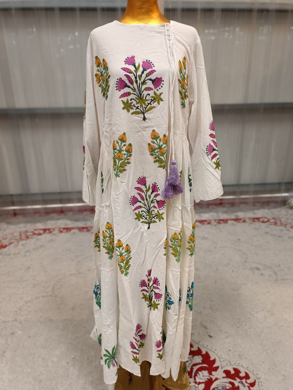 L/XL Cindrella Printed Cotton Dress 60&quot; Long Jalabiya