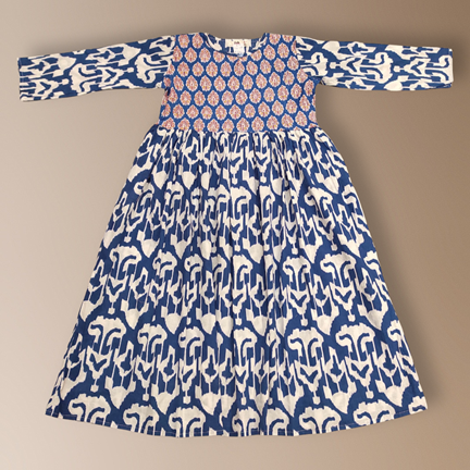 6-7 Year Special Printed Cotton Girls Dress 38&quot; Long Jalabiya