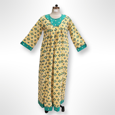 S/M Lara Printed Cotton Dress 57&quot; Long Jalabiya