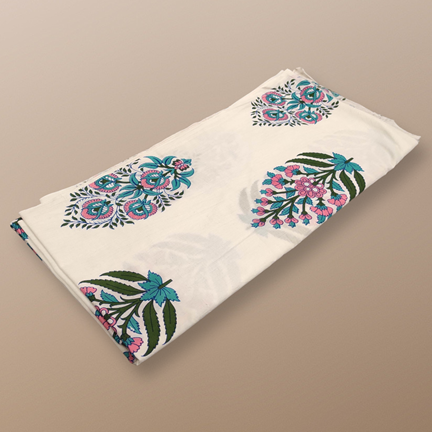 4 Meter Cotton Hand Printed Fabric