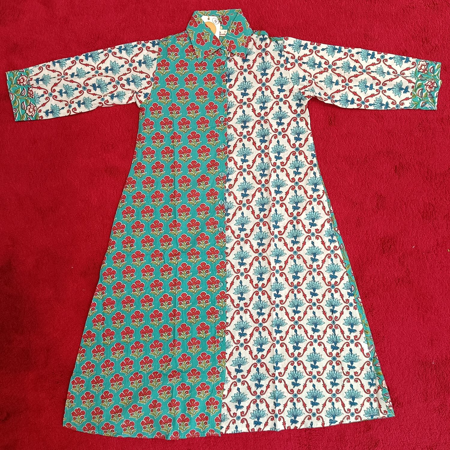 6-7 Year Singapore Printed Cotton Girls Dress 38&quot; Long Jalabiya