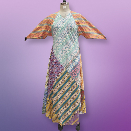 S/M Sakina Multi Printed Cotton Dress 57&quot; Long Jalabiya