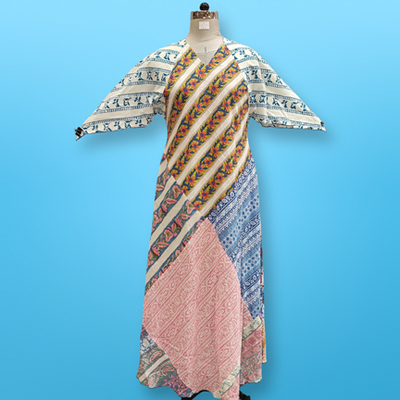 S/M Sakina Multi Printed Cotton Dress 56&quot; Long Jalabiya