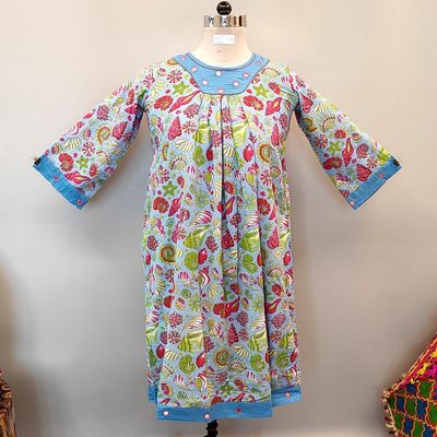 6-7 Year Lara Printed Cotton Girls Dress 38&quot; Long Jalabiya