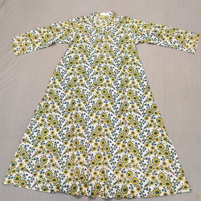8-9 Year Teena Printed Cotton Girls Dress 42&quot; Long Jalabiya