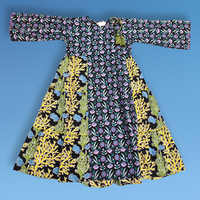 6-7 Year Cindrella Printed Cotton Girls Dress 38&quot; Long Jalabiya