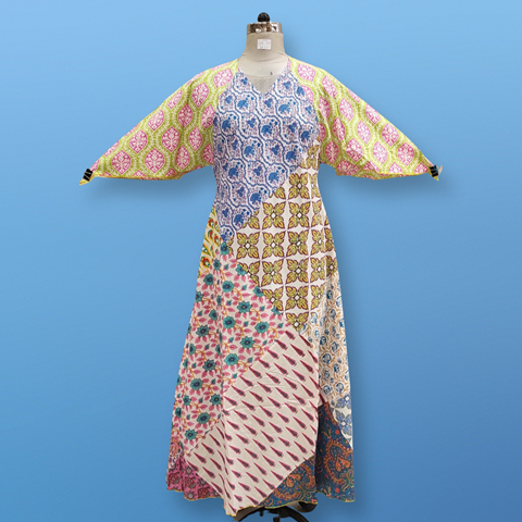 XS/S Sakina Multi Printed Cotton Dress 54&quot; Long Jalabiya