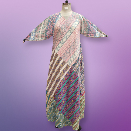 S/M Sakina Multi Printed Cotton Dress 56&quot; Long Jalabiya