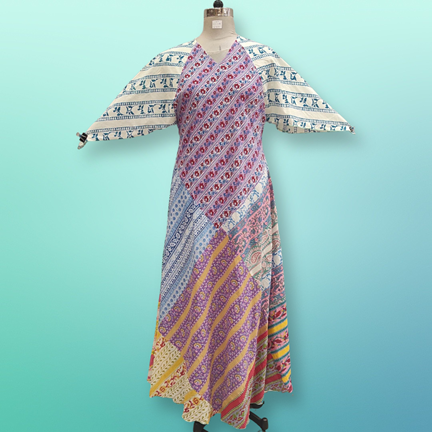 S/M Sakina Multi Printed Cotton Dress 56&quot; Long Jalabiya