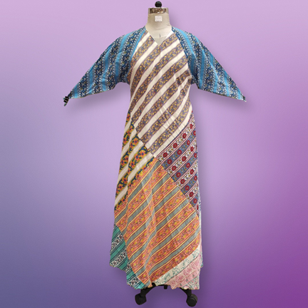 S/M Sakina Multi Printed Cotton Dress 56&quot; Long Jalabiya