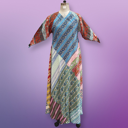S/M Sakina Multi Printed Cotton Dress 57&quot; Long Jalabiya
