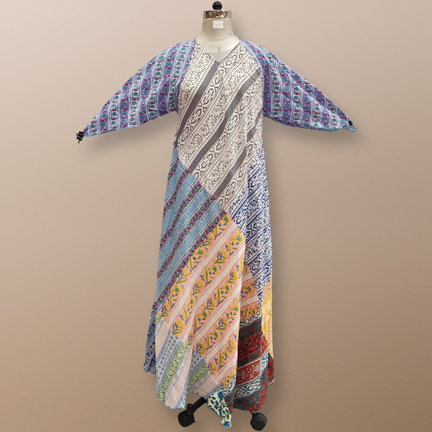 S/M Sakina Multi Printed Cotton Dress 56&quot; Long Jalabiya