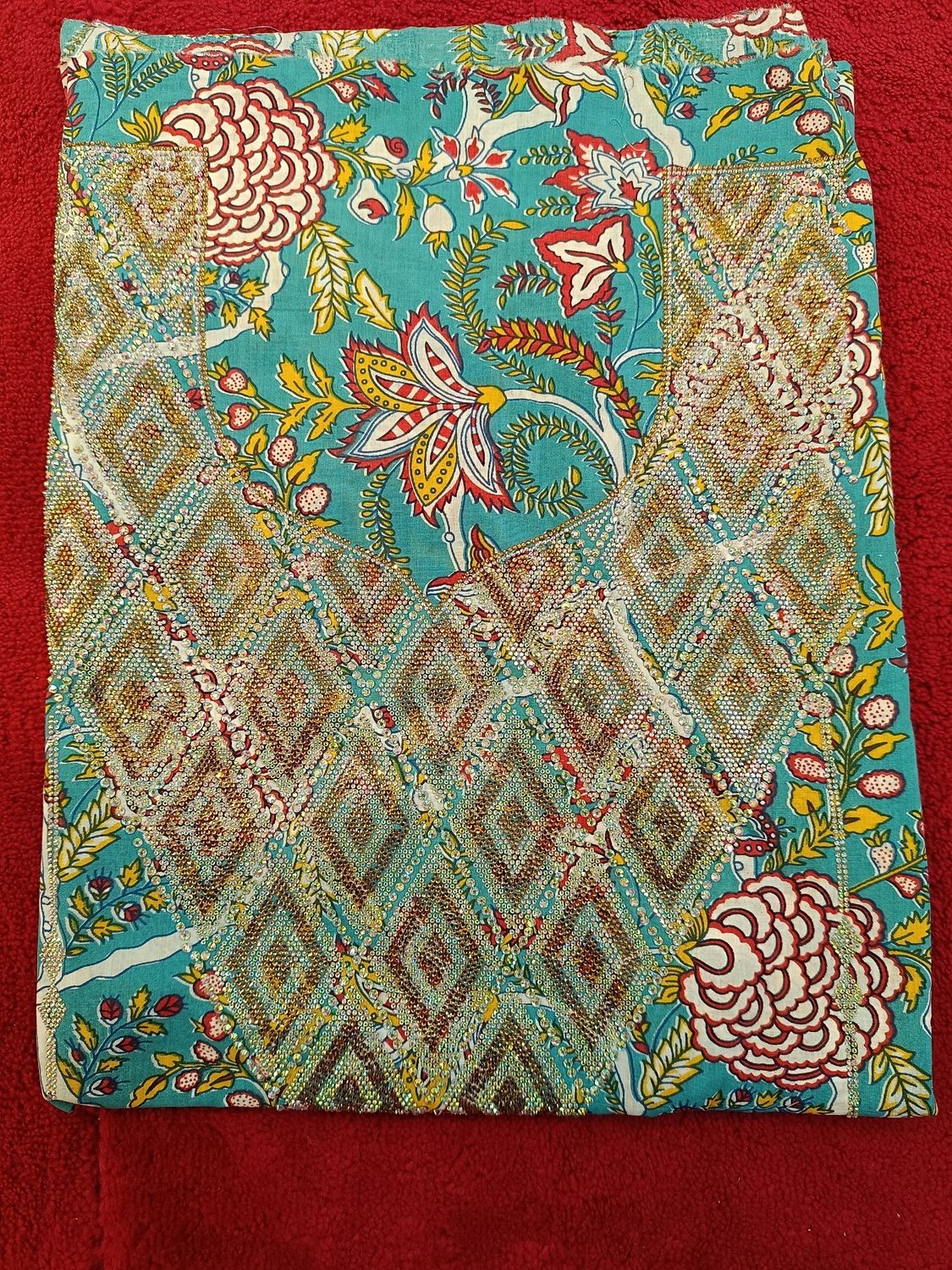 4 Meter Cotton Hand Printed Crystal Fabric