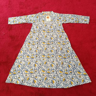 6-7 Year Teena Printed Cotton Girls Dress 38&#39;&#39; Long Jalabiya
