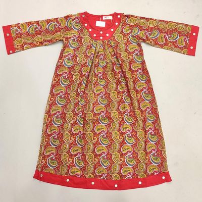 6-7 Year Lara Printed Cotton Girls Dress 38&#39;&#39; Long Jalabiya