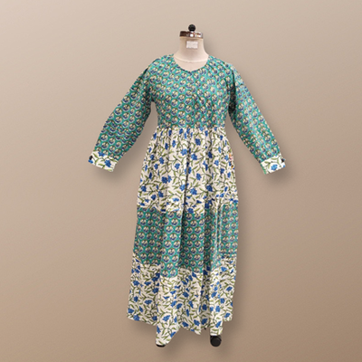 L/XL Dana Printed Cotton Dress 57&quot; Long Jalabiya