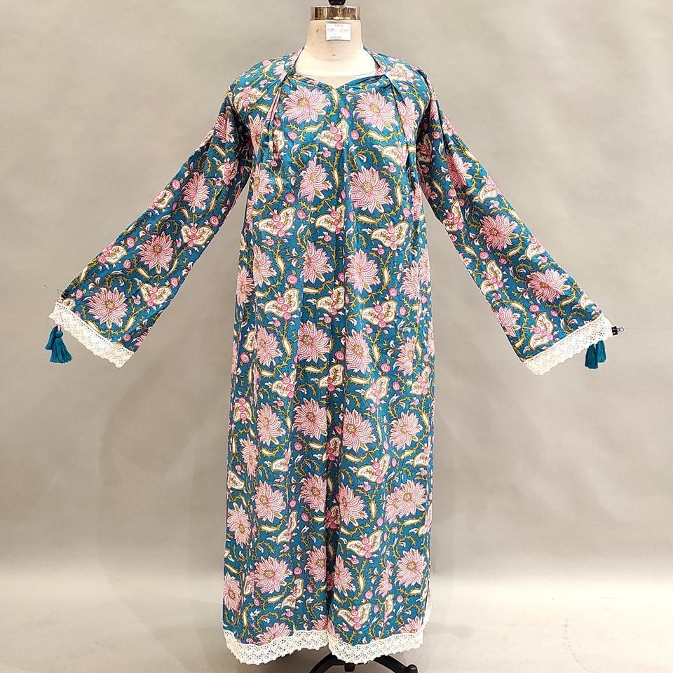XS/S Rafi Printed Cotton Dress 54&quot; Long Jalabiya
