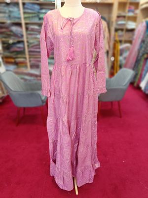 2XL/3XL Razia Printed Cotton Dress 56&quot; Jalabiya