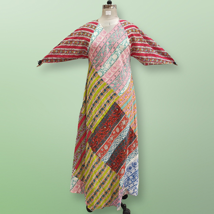 S/M Sakina Multi Printed Cotton Dress 57&quot; Long Jalabiya